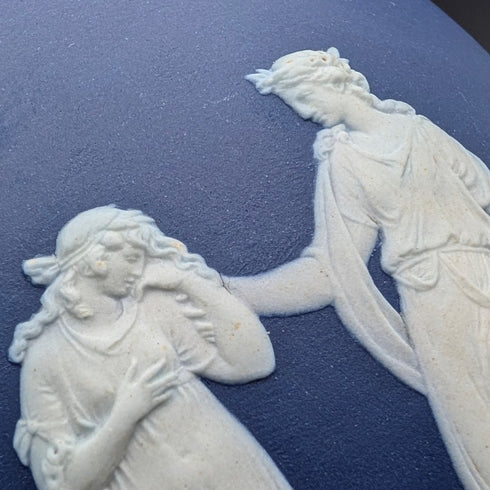 Antique British Wedgwood Biscuit Barrel Jasperware Royal Blue